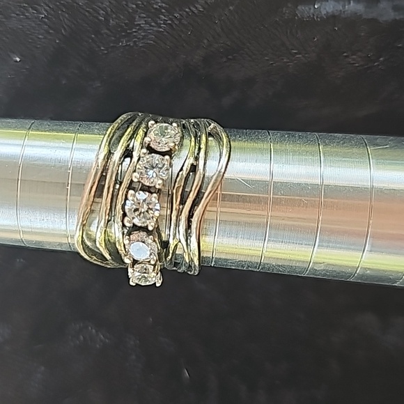 LADIES 925 ISRAEL 5 cz stones Size 9 - Picture 3 of 10